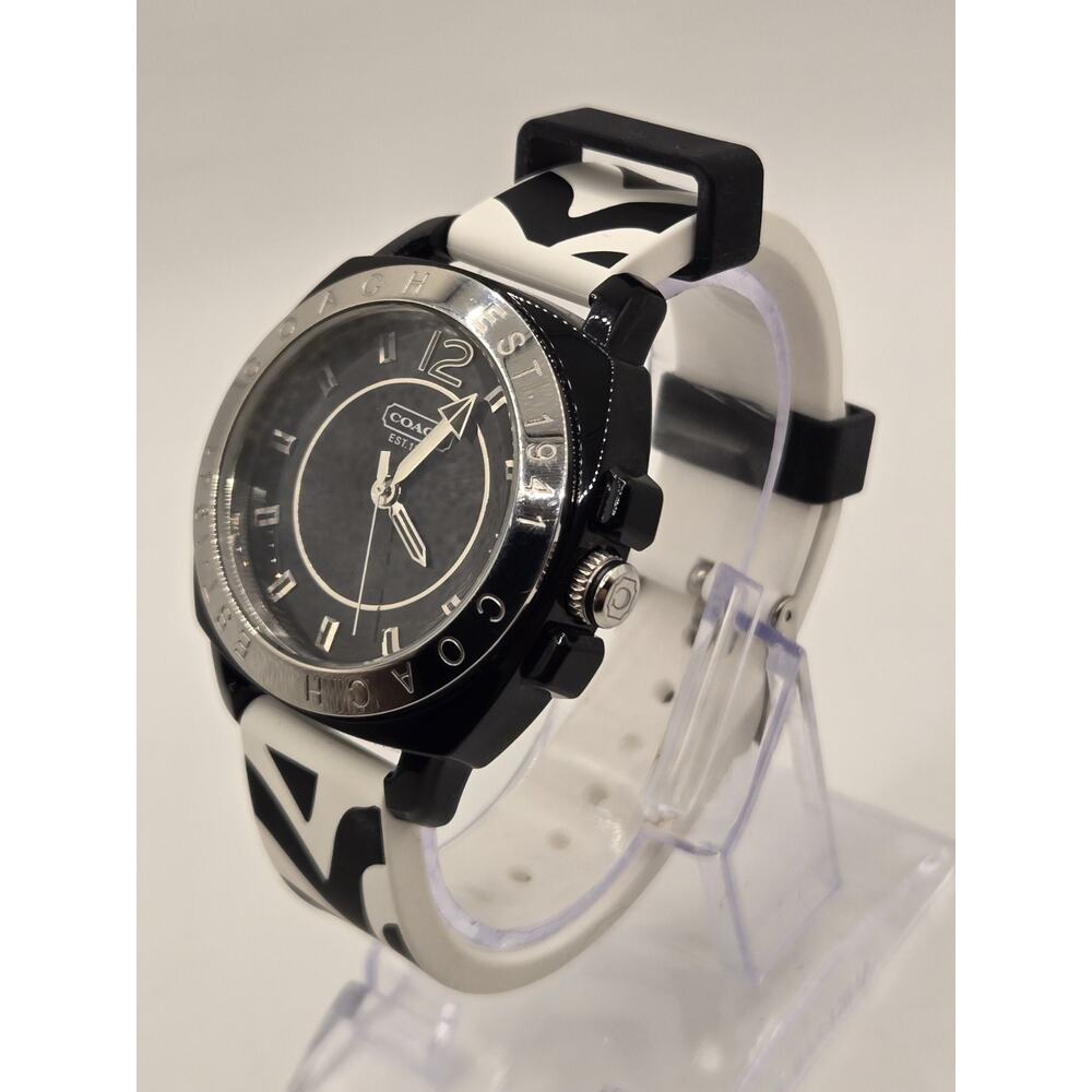 New COACH 1941 Ladies' 41mm Black Ceramic Silicone Watch. Box + Papers. - Picture 10 of 16